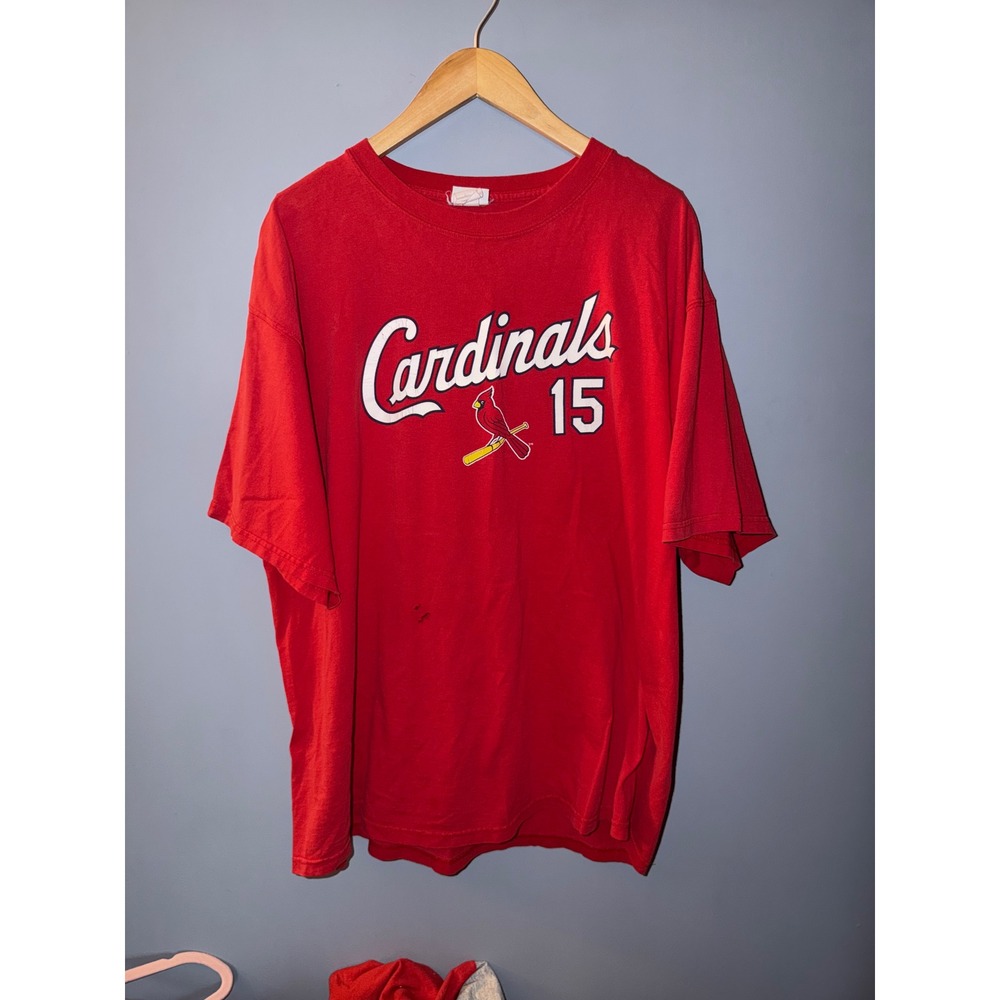 Vintage 2005 St Louis Cardinals Jim Edmonds 15 Shirt Mens 2XL Red CSA MLB Tee - Picture 1 of 9
